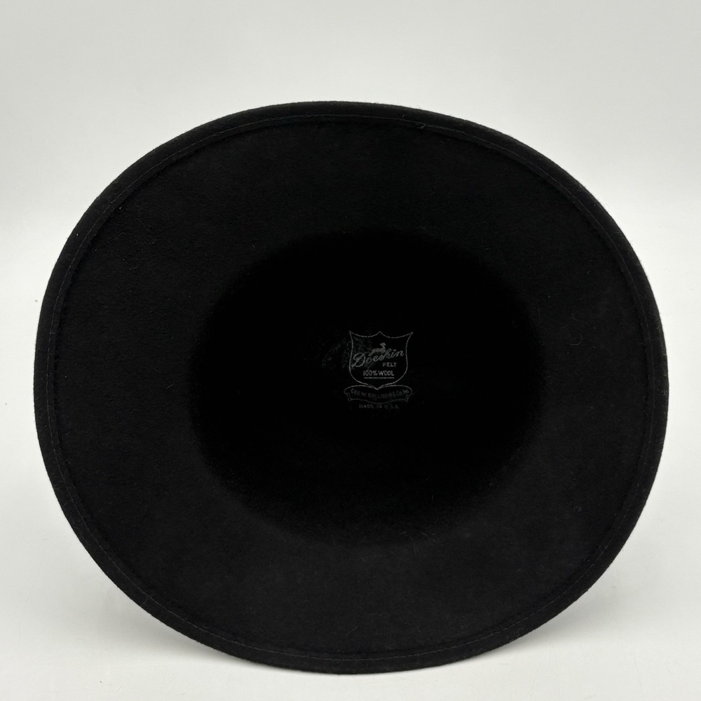 Vintage Doeskin 100% Wool Hat w/ Feather Trim‎ by Geo W. Bollman USA Black - Picture 6 of 10